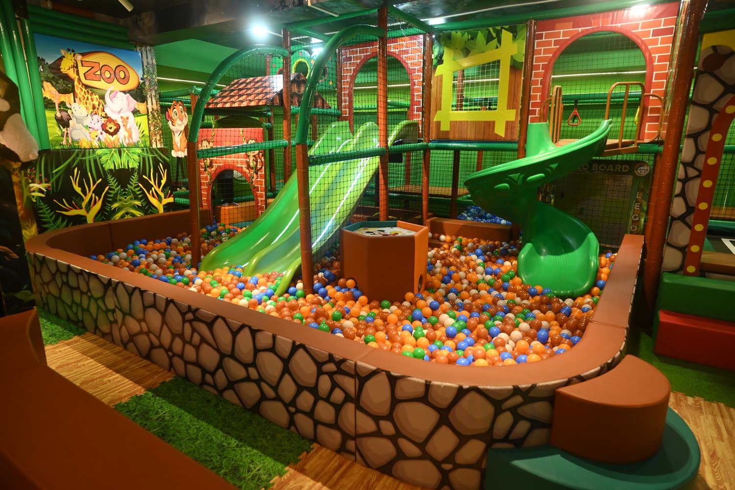 Kids playing in the ball pool during a birthday party at Wild Wonders Mulund