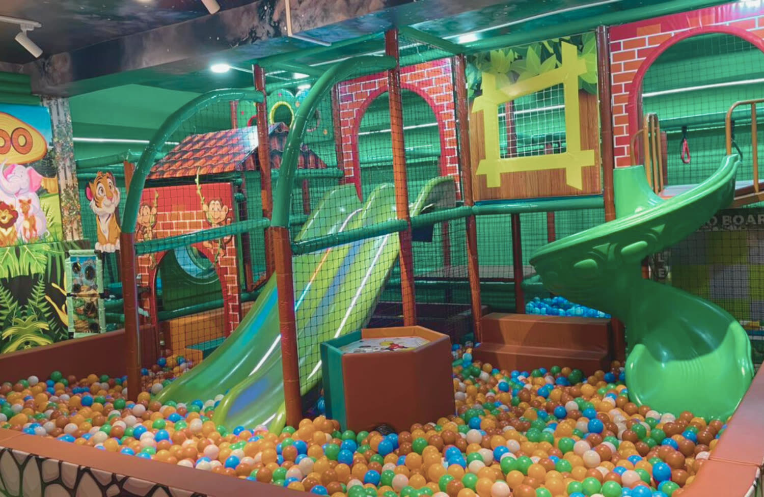 Kids playing in the ball pool and slides at Wild Wonders indoor play area in Mulund West