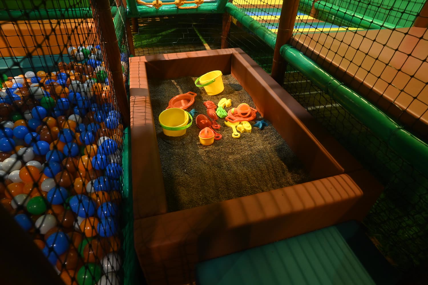 Sand pit and building blocks play area at Wild Wonders Mulund