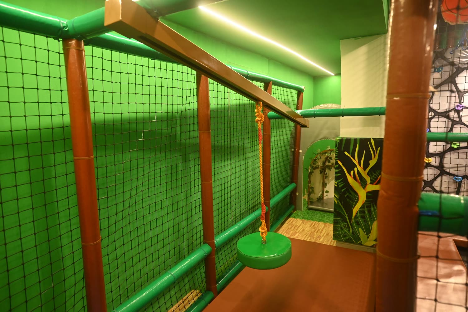Zip line at Wild Wonders jungle theme play area in Mulund